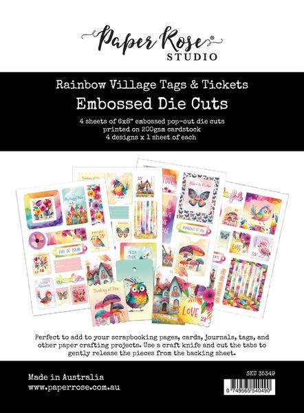 Paper Rose Rainbow Village 6x8" Tags & Tickets Embossed Die Cuts 35349
