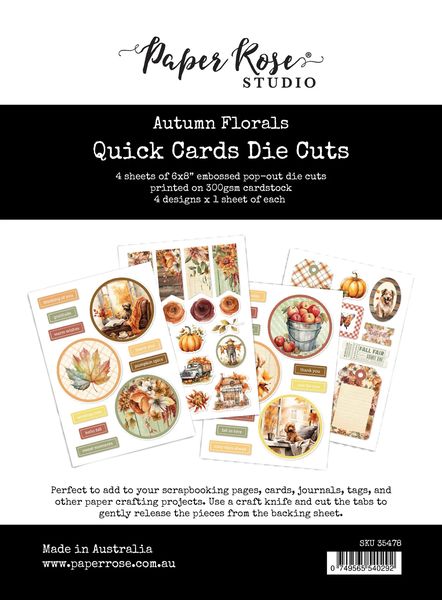 Paper Rose Autumn Florals 6x8" Quick Card Die Cuts 35478