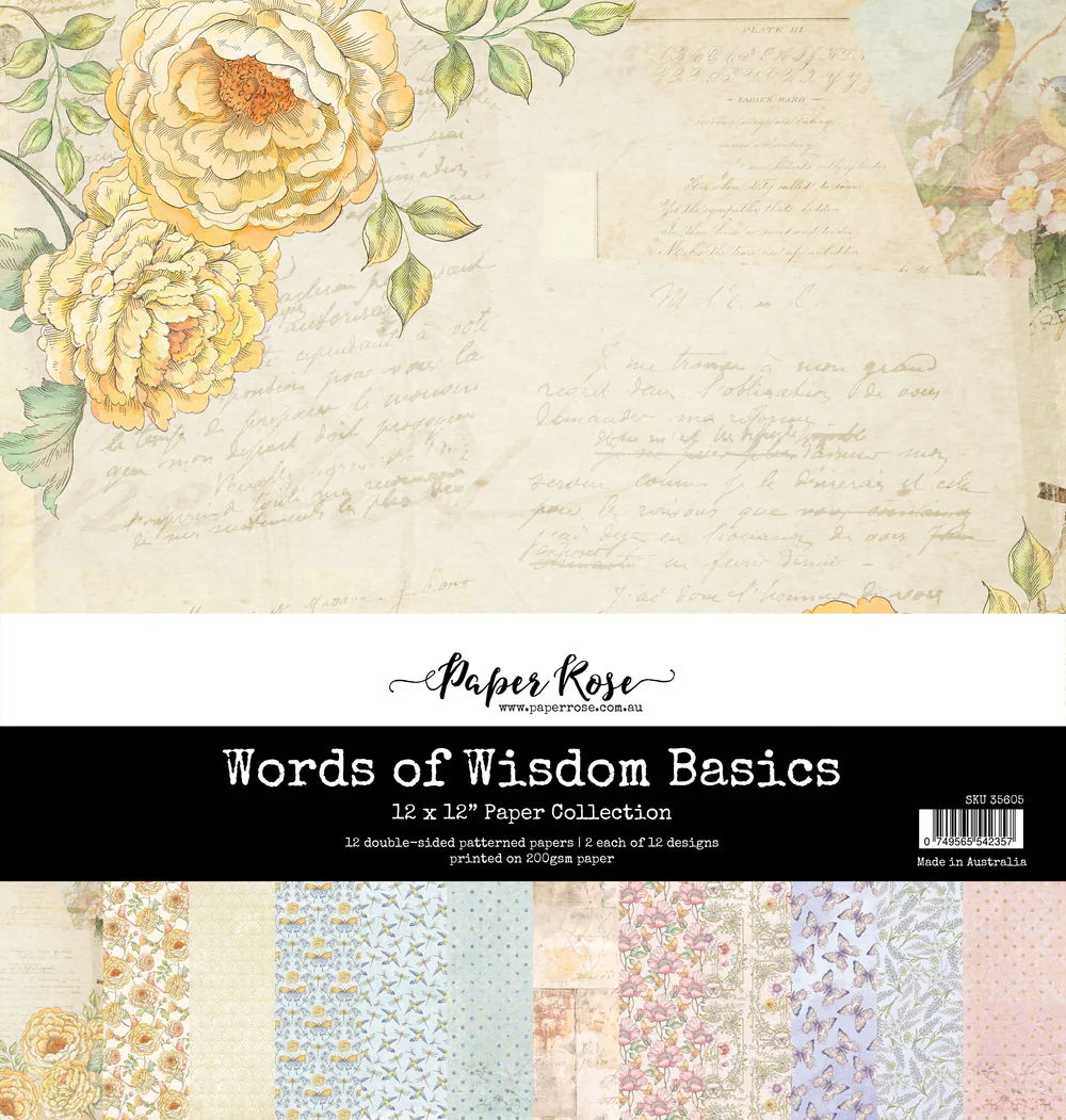 Paper Rose Words of Wisdom Basics 12x12 Paper Collection