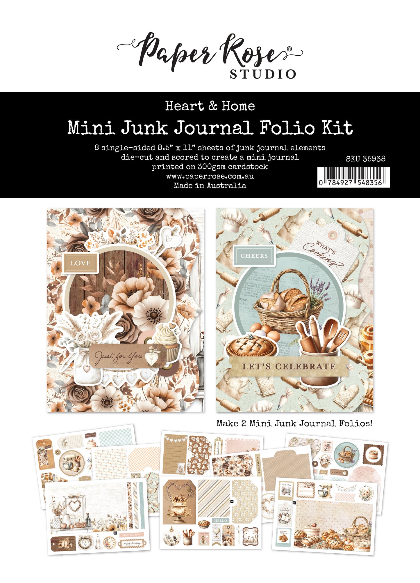 Paper Rose Heart & Home 8.5x11" Mini Junk Journal Folio Kit