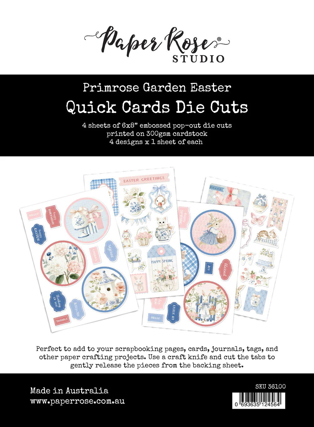 Paper Rose Primrose Garden 6x8" Quick Cards Die Cuts