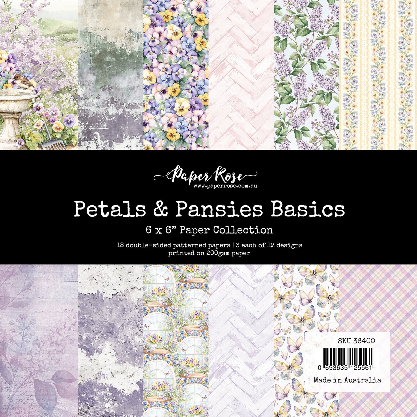 Paper Rose Petals & Pansies Basics 6x6 Paper Collection