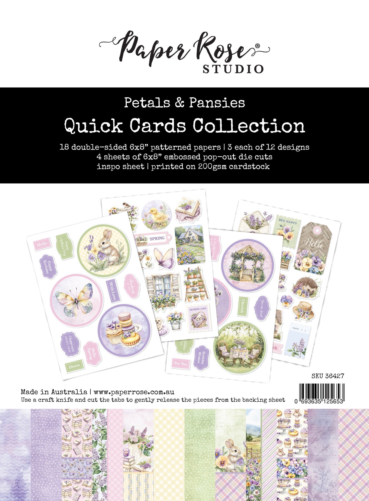 Paper Rose Petals & Pansies 6x8" Quick Cards Kit