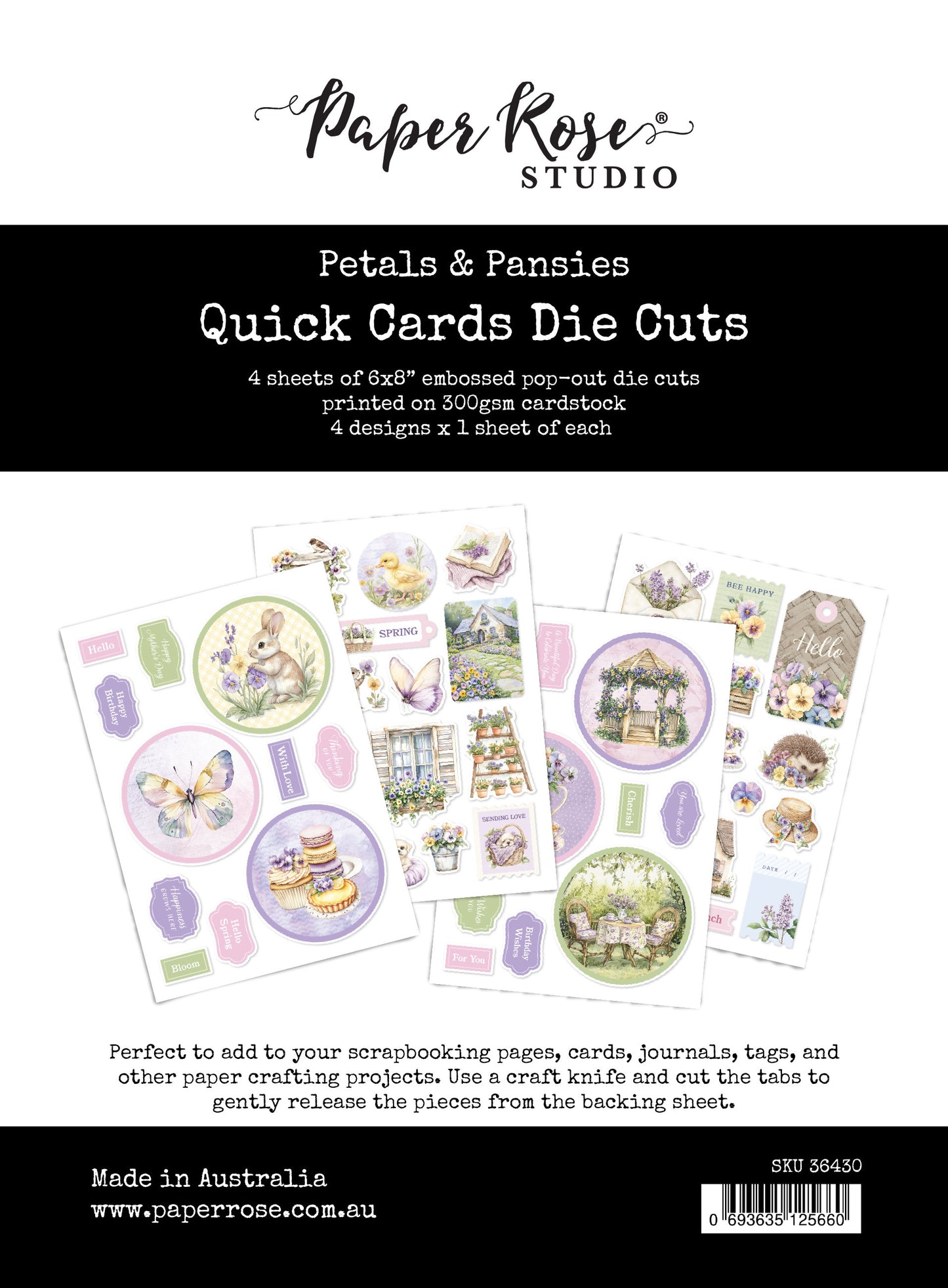 Paper Rose Petals & Pansies 6x8" Quick Cards Embossed Die Cuts