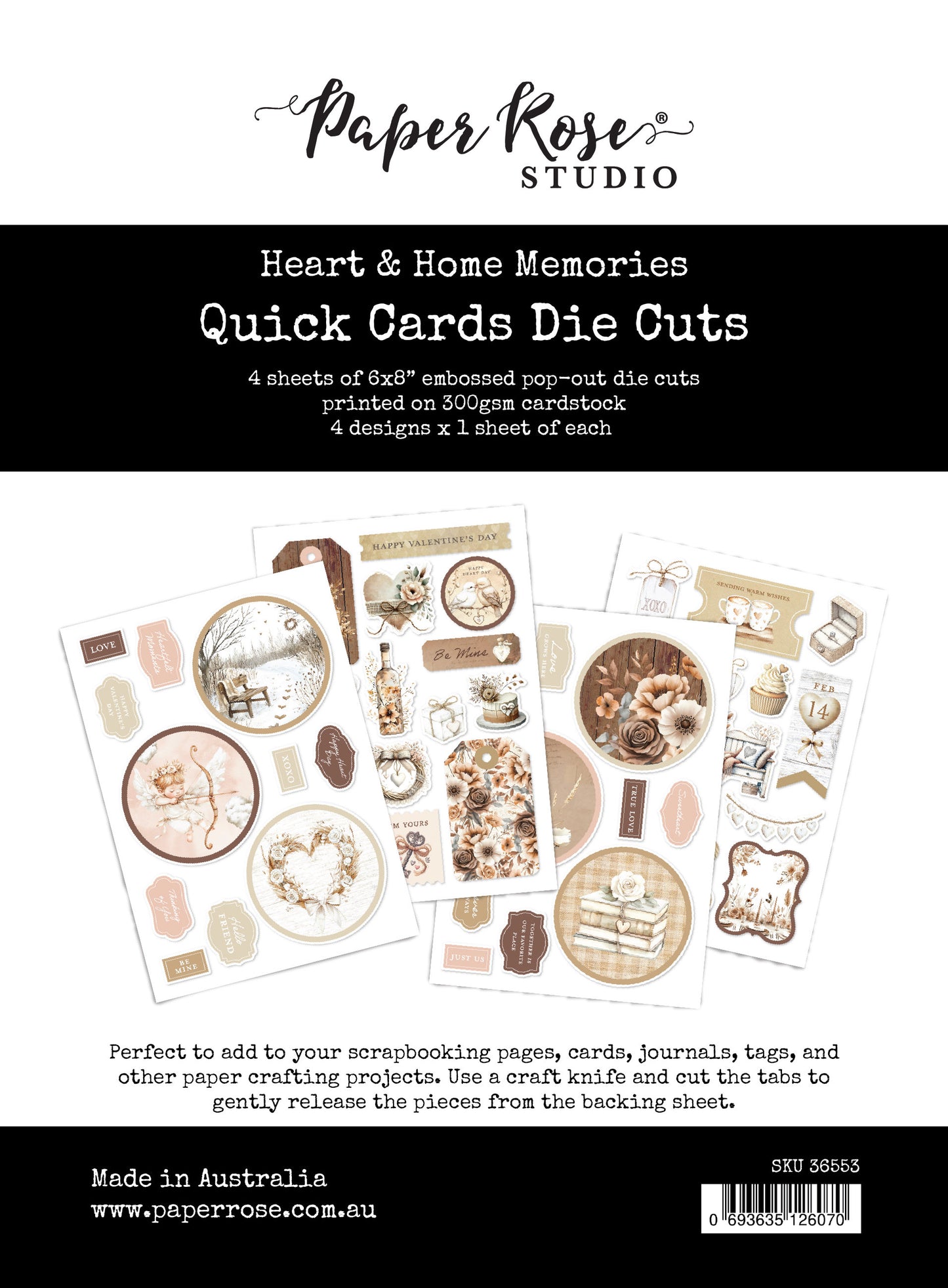 Paper Rose Heart & Home Memories 6x8" Quick Cards Embossed Die Cuts