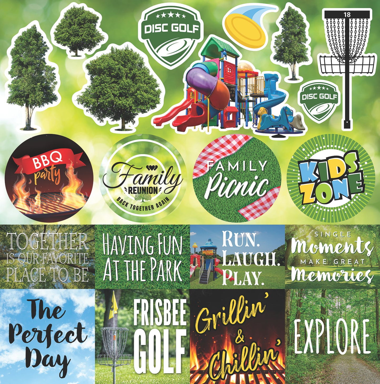 Reminisce The Park 12x12 Sticker