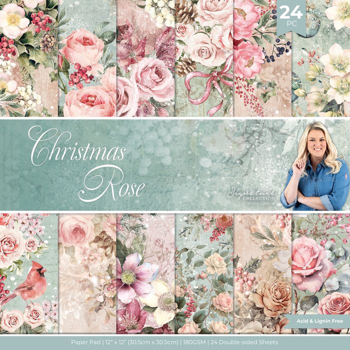Sara Signature Paper Pad 12"X12"-Christmas Rose