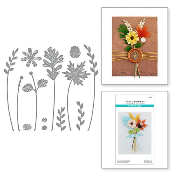 Spellbinders Autumn Sealed Sprigs Etched Dies from the Serenade of Autumn Collection