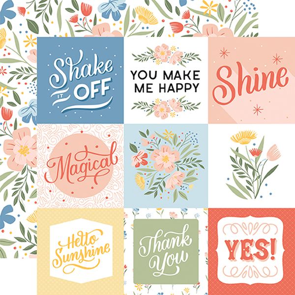 Echo Park Salutations No. 1 4x4 Journaling Cards 12x12 DS Paper (1 Sheet)
