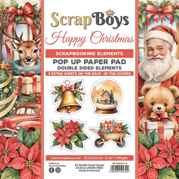 ScrapBoys Happy Christmas POP UP Paper Pad