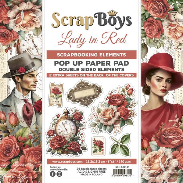 ScrapBoys Lady in Red POP UP Paper Pad
