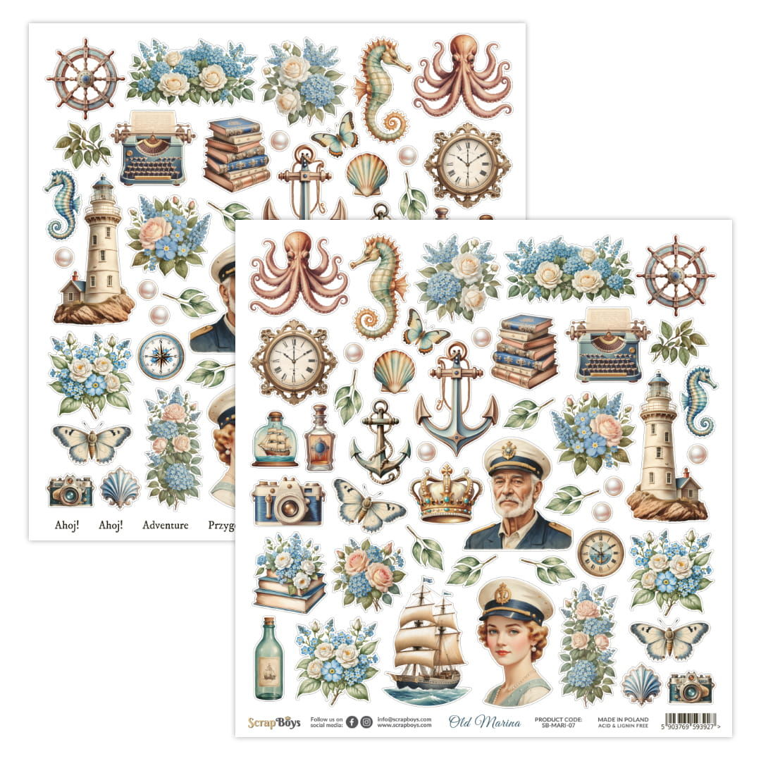 ScrapBoys Old Marina 07 12"x12" Elements Sheet