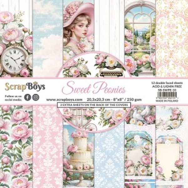 ScrapBoys Sweet Peonies 8x8 Paper Pad