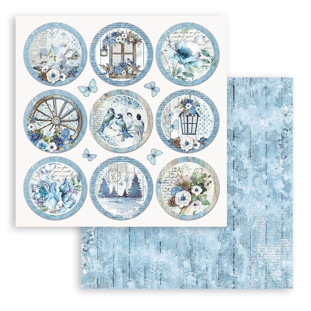 Stamperia Blue Land Rounds 12"X12" Double-Sided Cardstock - Single Sheet