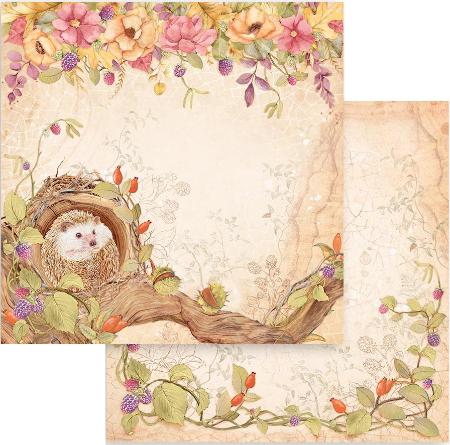 Stamperia Woodland: Hedgehog 12"X12" Double-Sided Cardstock (1 Sheet)