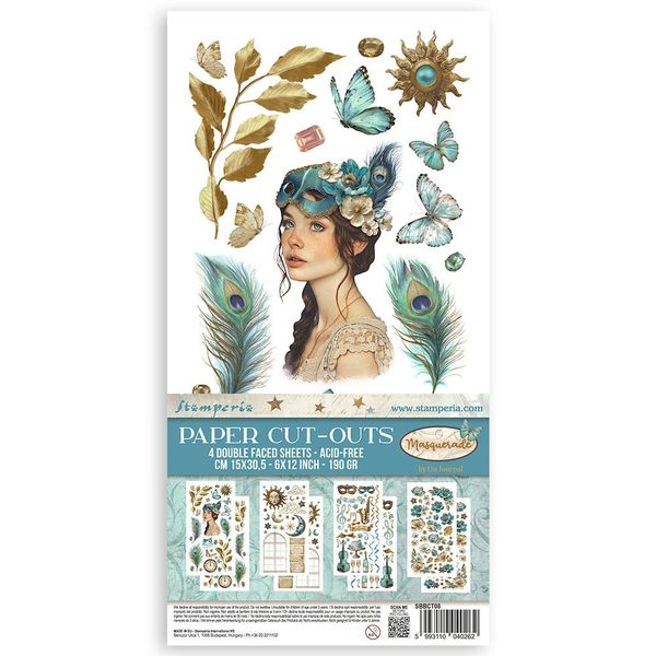 Stamperia Masquerade Double-Sided Paper Cut-outs - 4 sheets