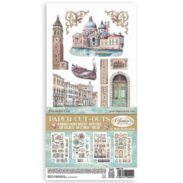 Stamperia Venice City of Art Paper Cut-Outs, 4 sheets/pkg.