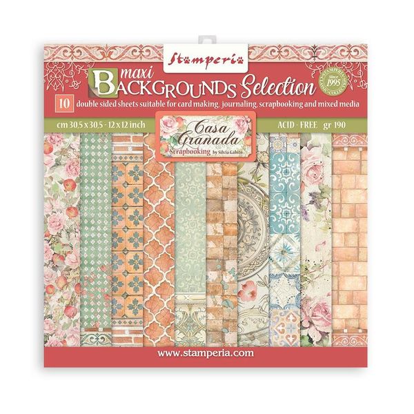 DISC - Stamperia Casa Granada 12x12 Maxi Backgrounds Paper Pack