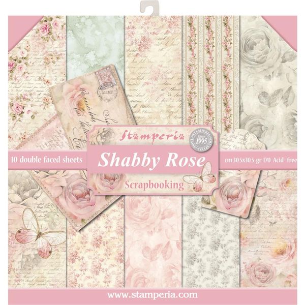 Stamperia Shabby Rose Paper Pack, 10 sheets