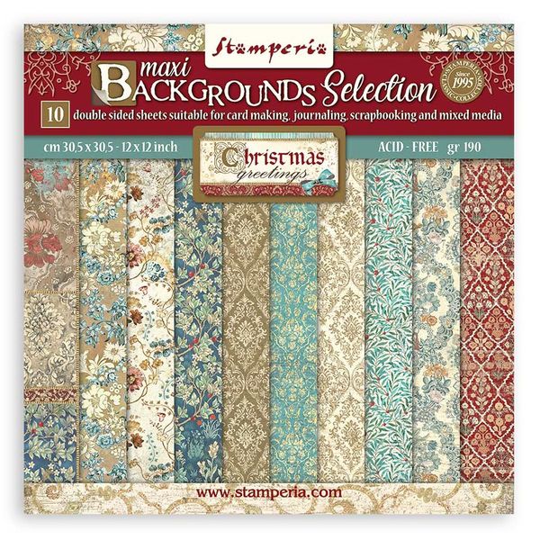 DISC - Stamperia Christmas Greetings Maxi Background Paper Pack
