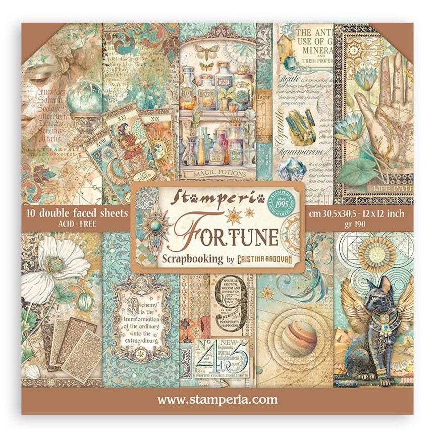 Stamperia Double-Sided Paper Pad 12"X12" 10/Pkg-Fortune