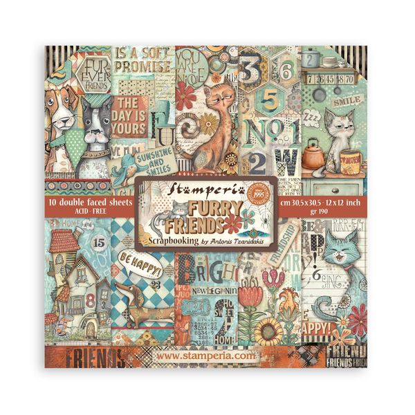 Stamperia Furry Friends Double-sided 12"x12" Scrapbooking Pad