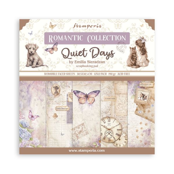 Stamperia Quiet Days 12"x12" Double-Sided Paper Pad, 10 sheets