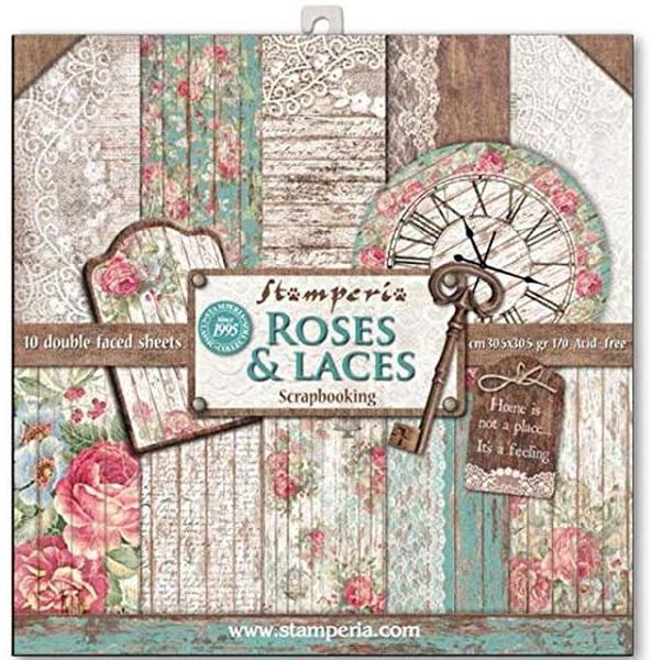 DISC - Stamperia Rose, Lace & Wood Paper Pack