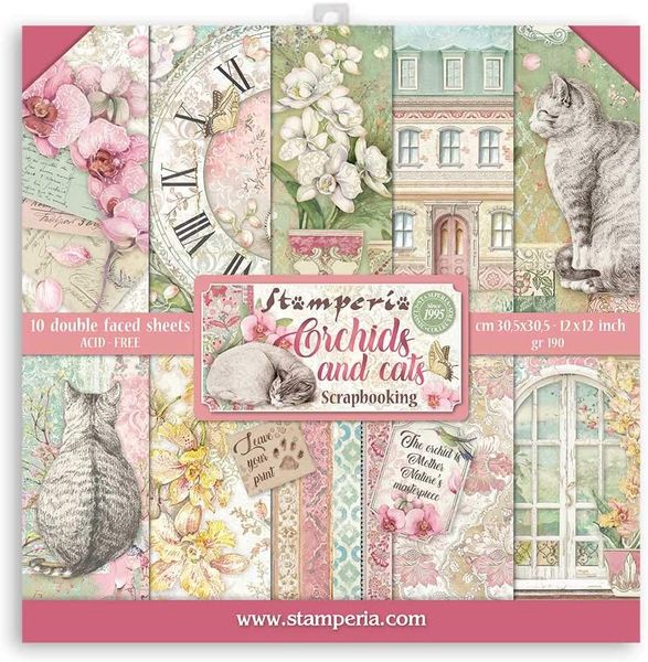 Stamperia Orchids & Cats 12x12 Paper Pack