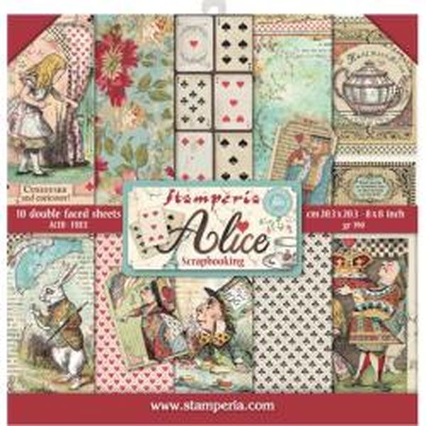 Stamperia Alice: 8x8 Paper Pack, 10 sheet