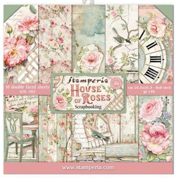 Stamperia House of Roses 8x8 Paper Pack