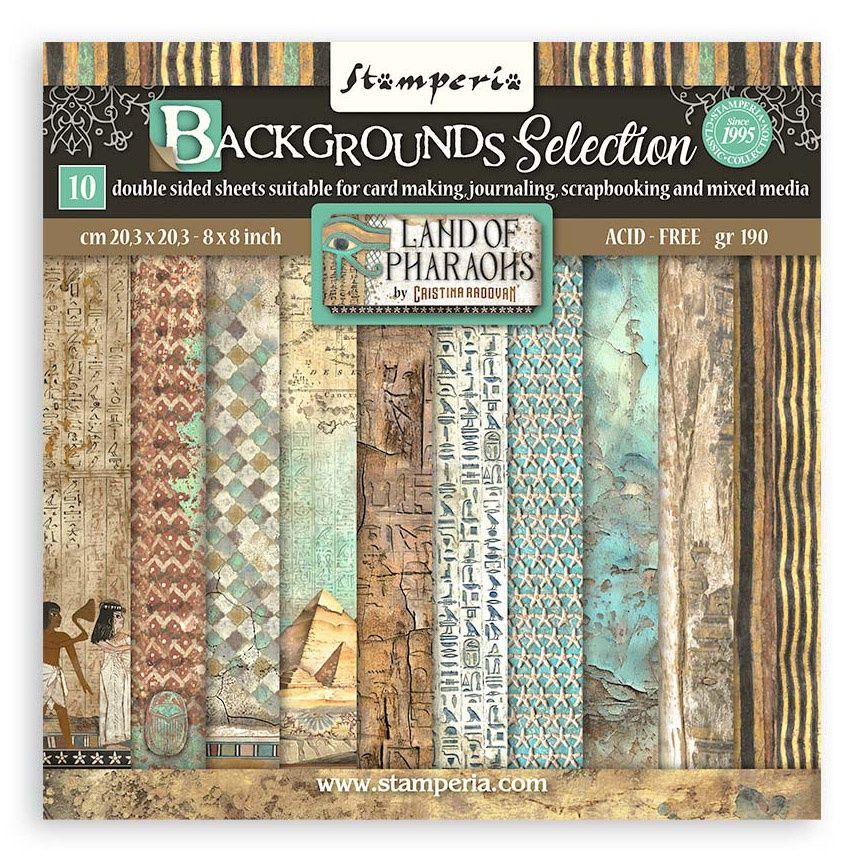 Stamperia Backgrounds Double-Sided paper Pad 8"X8" 10/Pkg-Land of the Pharoah