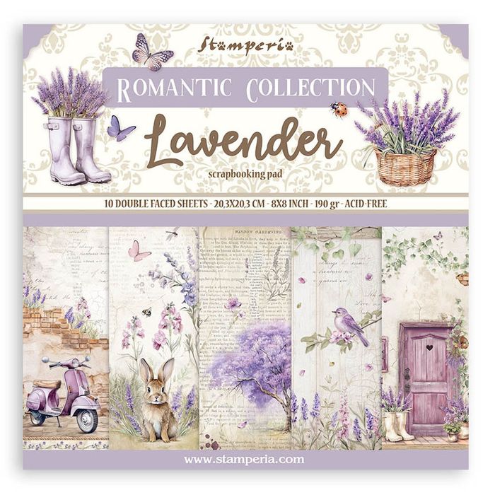 Stamperia Lavender Double-Sided Paper Pad 8"X8" 10/Pkg