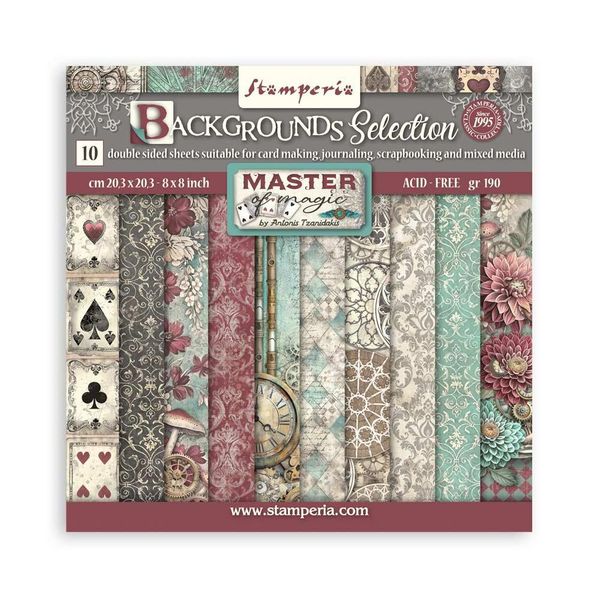 Stamperia Master of Magic Backgrounds Selection 8"X8" Paper Pad, 10 sheets