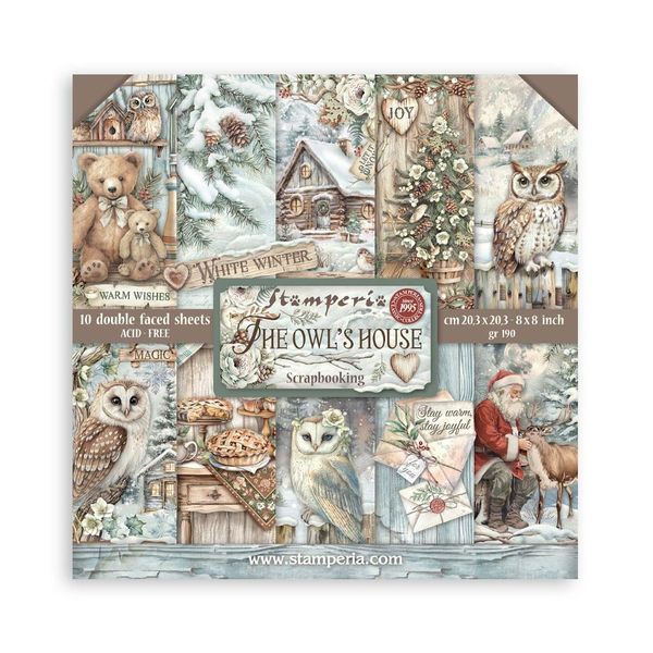 DISC - Stamperia The Owl's House 8"x8" Double-Sided Scrapbooking Pad, 10 sheets/pkg.