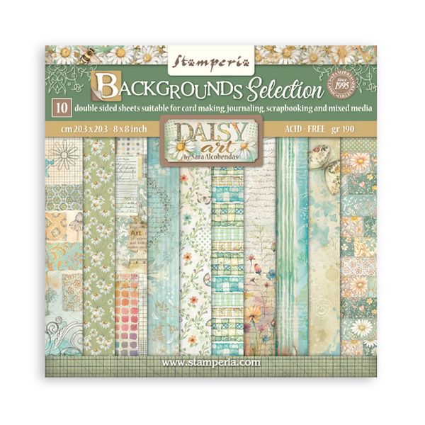 Stamperia Daisy Art Backgrounds 8x8 inches Double-sided Paper Pad