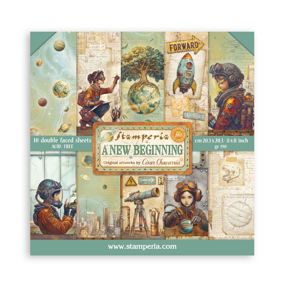 Stamperia Scrapbooking Small Pad 10 sheets cm 20,3X20,3 (8"X8") - A new Beginning