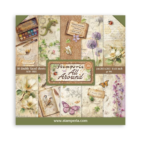 Stamperia All Around 8x8 Double-Sided Paper Pad, 10 sheets