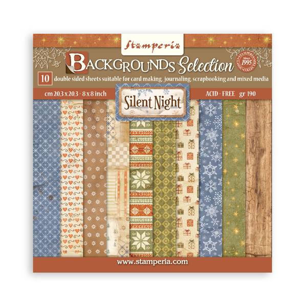 Stamperia Silent Night Backgrounds 8"X8" Double-sided Paper Pad, 10 sheets