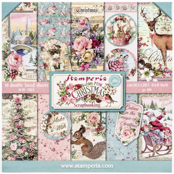 Stamperia Pink Christmas 8x8 Pad