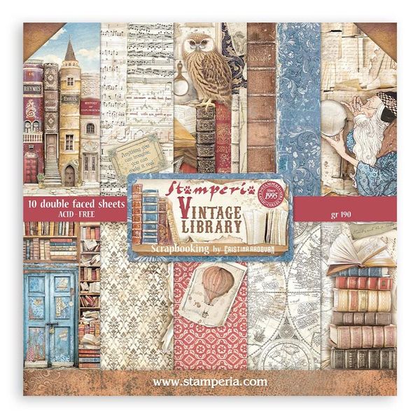 Stamperia Vintage Library 8"x8" Paper Pack