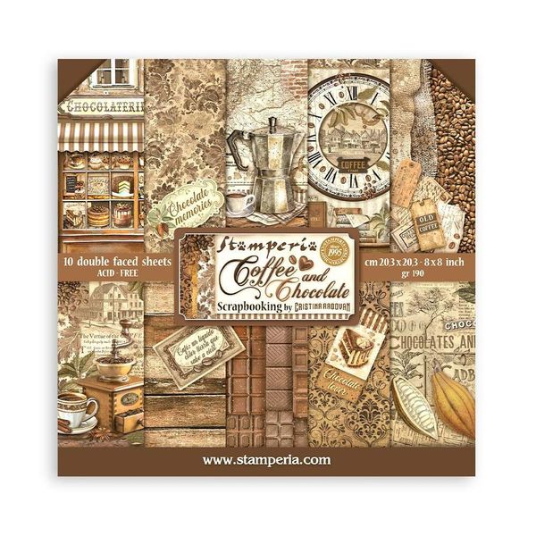 Stamperia Coffee and Chocolate 8X8 Paper Pad