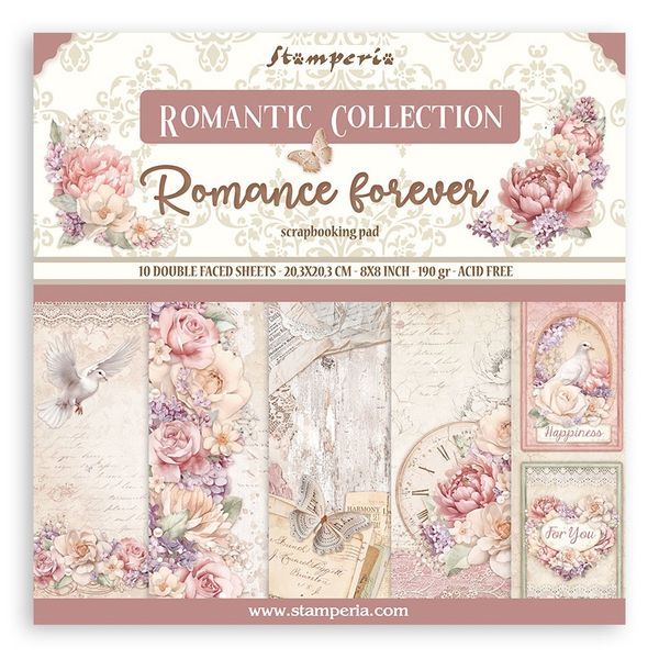 Stamperia Romantic Collection: Romance Forever 8X8 Paper