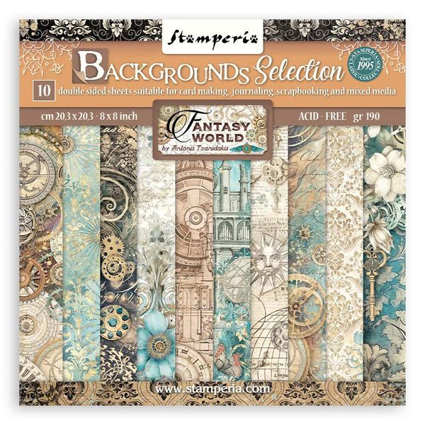DISC - Stamperia Fantasy World Backgrounds 8X8