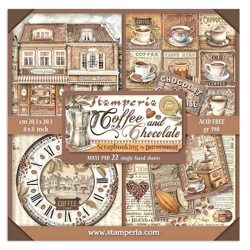 DISC - Stamperia Coffee and Chocolate 8X8 Pad