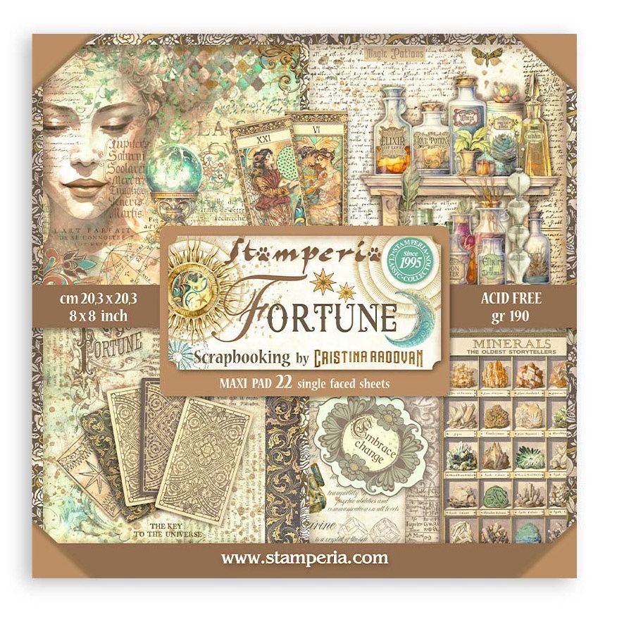 Stamperia Single-Sided Paper Pad 8"X8" 22/Pkg-Fortune