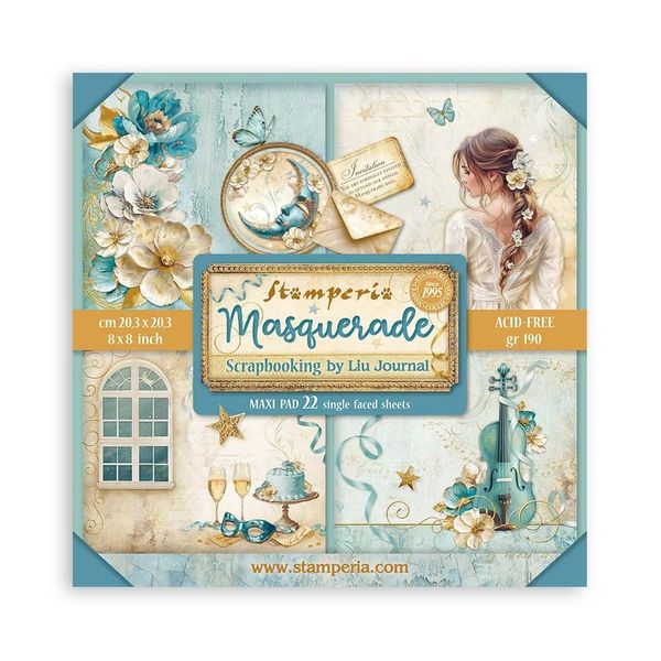 Stamperia Masquerade 8"X8" Single-Sided Paper Pad