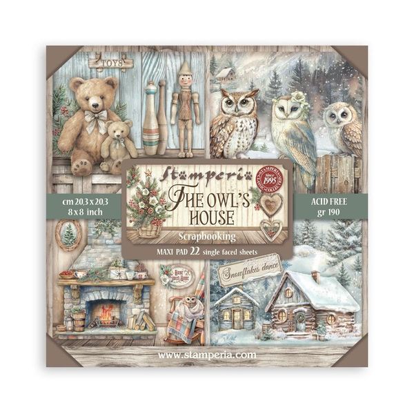 DISC - Stamperia The Owl's House 8"X8" Single-Sided Paper Pad, 22 sheets/pkg.