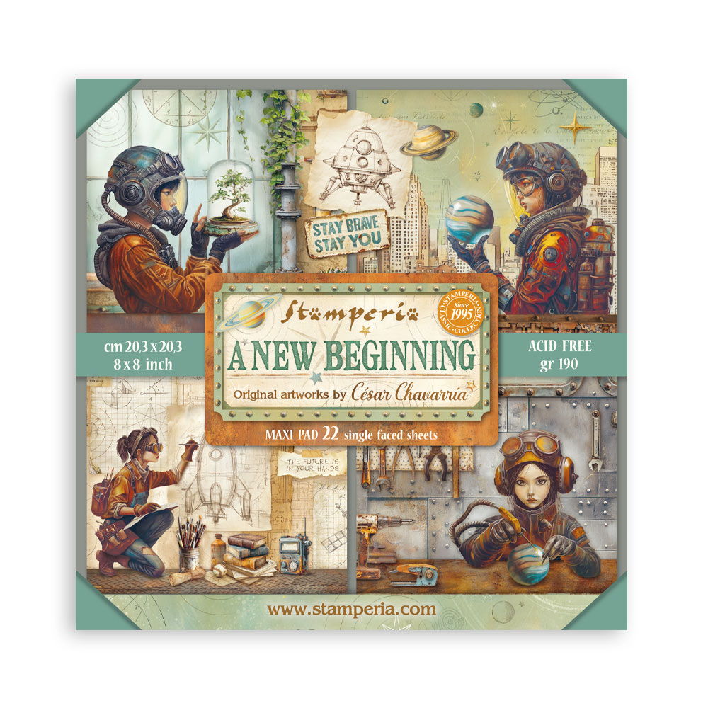 Stamperia Scrapbooking Pad 22 sheets cm 20,3X20,3 (8"X8") Single Face A new Beginning