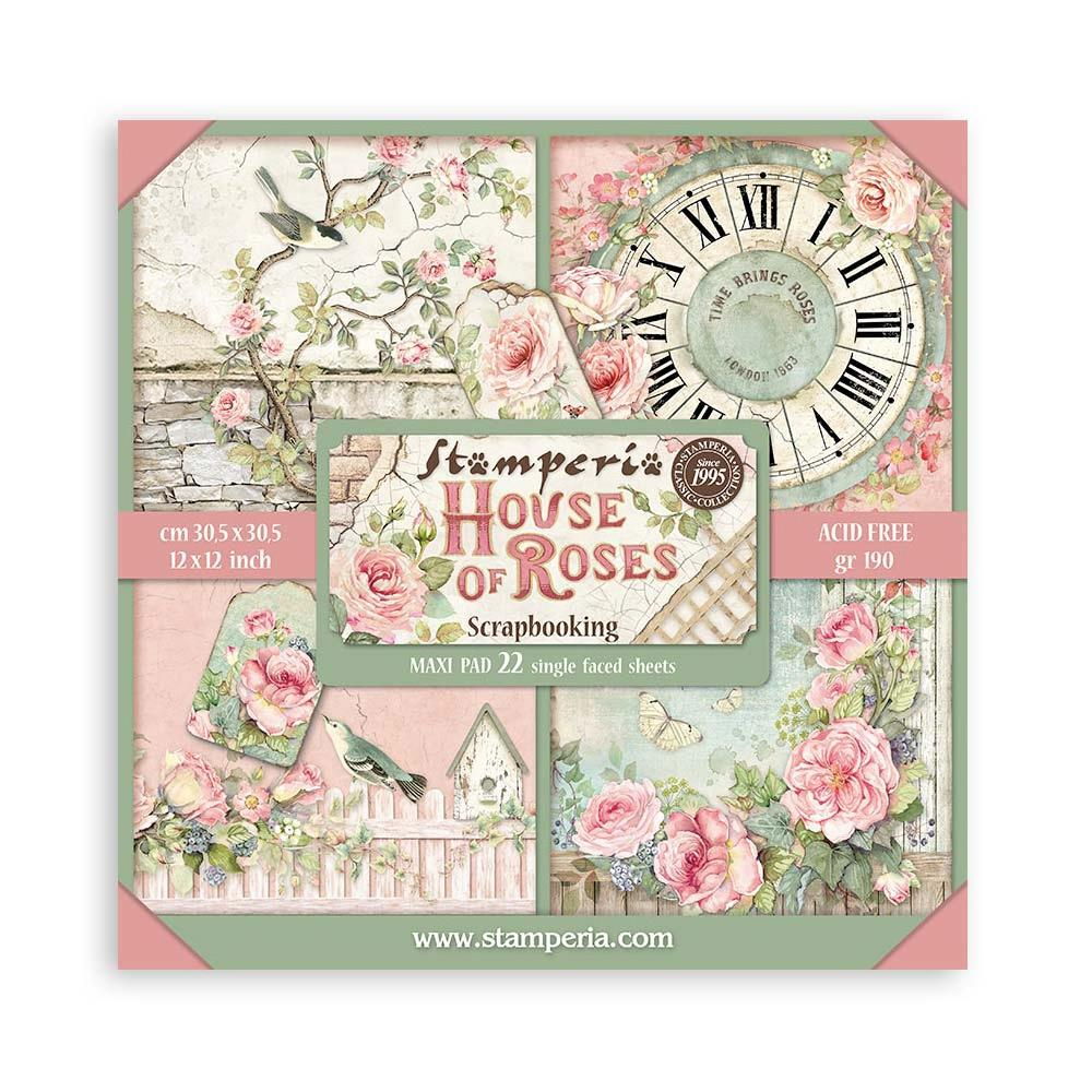 Stamperia House of Roses 12"x12" Single-Sided Scrapbooking Pad, 22 sheets